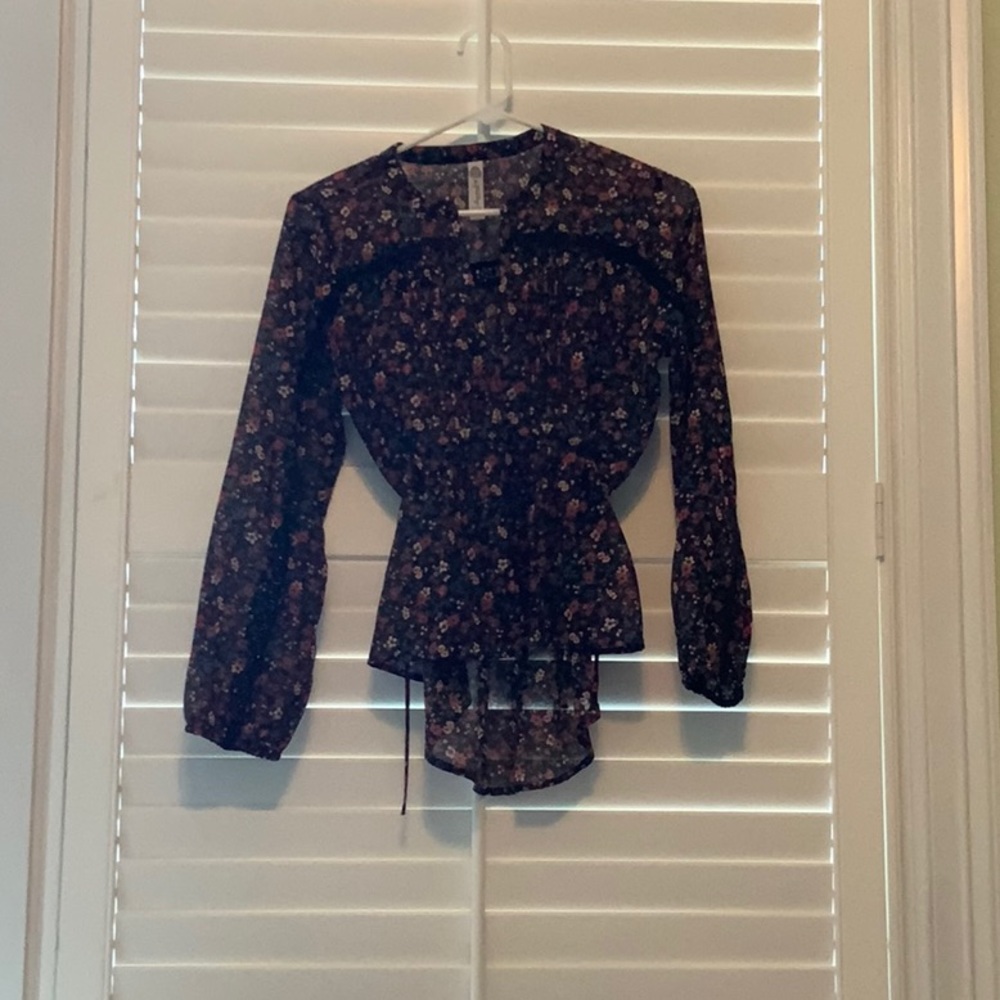 Black floral blouse